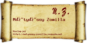 Mátyássy Zomilla névjegykártya